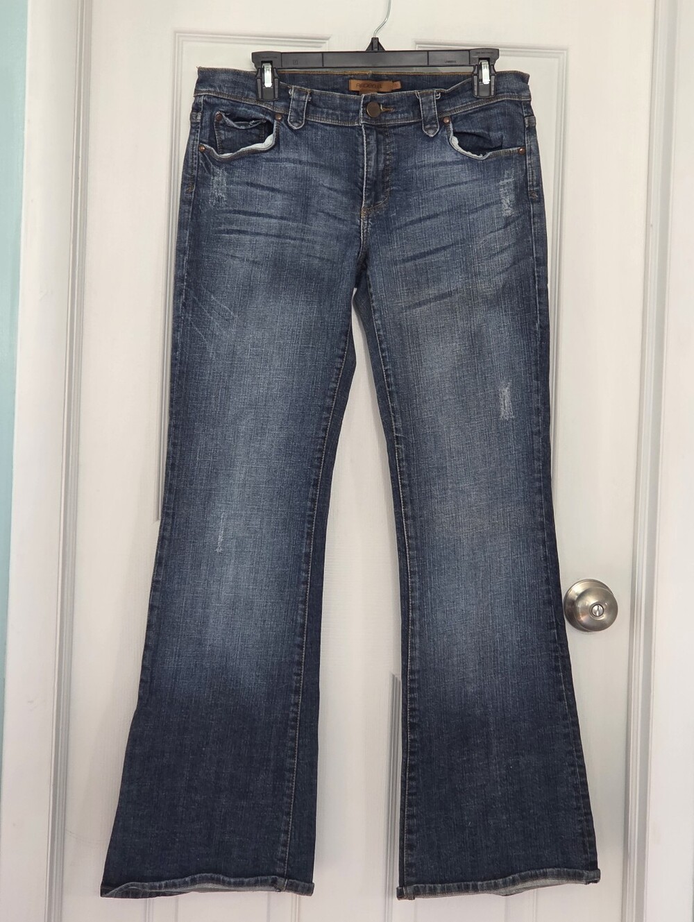 Arden B Vintage Y2K Low Rise Flare Jeans Dark Wash Whiskered Sz 31